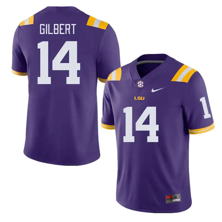 Men's LSU Tigers Jardin Gilbert #14 Purple NCAA Football Jersey